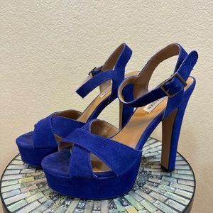 Steve Madden Blue Suede Platform Pumps Size 9